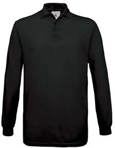 B&C CGSAFML - Safran Polo Longsleeve PU414 Schwarz