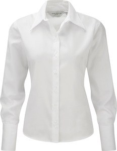 Russell Collection RU956F - Absolut bügelfreie Damen Bluse LA Weiß