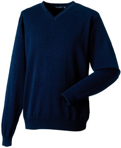 Russell Collection RU710M - Herren V-Neck Strick-Pullover French Navy