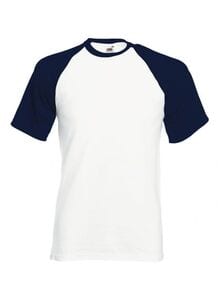 Fruit of the Loom SS026 - Kurzarm Baseball T-Shirt White/ Deep Navy