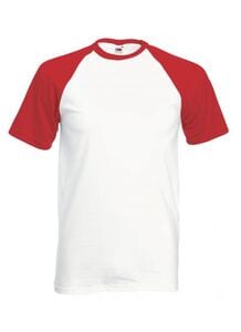 Fruit of the Loom 61-026-0 - Baseball T-Shirt Weiß / Rot