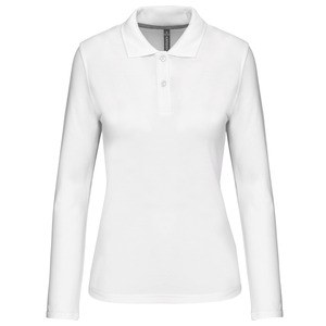 Kariban K244 - Damen Langarm Pique Poloshirt Weiß