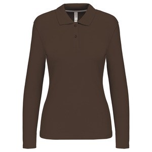 Kariban K244 - Damen Langarm Pique Poloshirt Schokolade