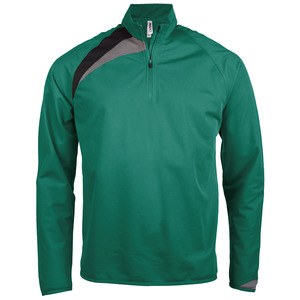 Proact PA328 - Herren Trainingssweatshirt mit 1/4 Reißverschlusskragen Dark Green / Black / Storm Grey