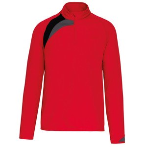 Proact PA328 - Herren Trainingssweatshirt mit 1/4 Reißverschlusskragen Sporty Red / Black / Storm Grey