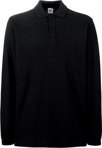 Fruit of the Loom SC63310 - Premium Langarm Poloshirt Black/Black