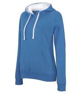 Kariban K465 - Damen Sweatshirt mit Kapuze in Kontrastfarbe Tropical Blue/ White