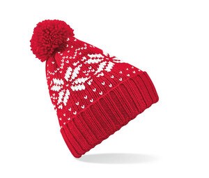 Beechfield BF456 - Fair Isle Snowstar Beanie Mütze schwarz / weiß