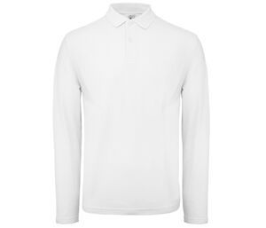 B&C ID1LS - Langarm Herren Poloshirt aus 100% Baumwolle Weiß