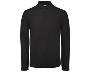 B&C ID1LS - Langarm Herren Poloshirt aus 100% Baumwolle Schwarz