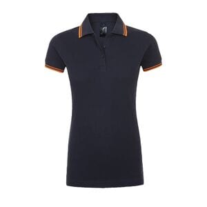 SOL'S 00578 - Damen Poloshirt Kurzarm Pasadena French Navy/Neon Orange