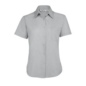 SOL'S 16070 - Damen Popeline Bluse Kurzarm Escape Pearl Grey