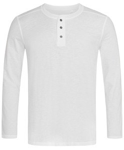 Stedman STE9460 - Langarm-Shirt mit Knöpfen für Herren Shawn  Weiß