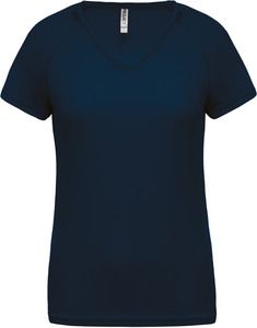 Proact PA477 - Damen Kurzarm-Sportshirt mit V-Ausschnitt Sporty Navy