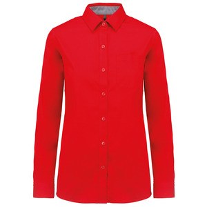 Kariban K585 - Langarm-Baumwollhemd für Damen Rot
