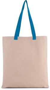 Kimood KI0277 - Flache Shoppingtasche aus Tuch mit kontrastfarbenem Griff