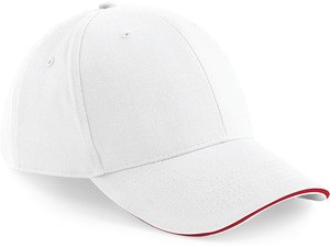 Beechfield B20 - 6-Panel-Cap Athleisure White/Classic Red