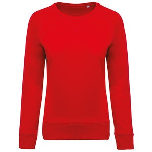 Kariban K481 - Damen Sweatshirt BIO-BAUMWOLLE Rundhalsausschnitt Raglanärmel Rot