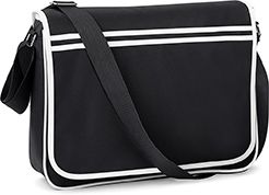 Bag Base BG71 - Messengertasche im Retro-Look Black / White