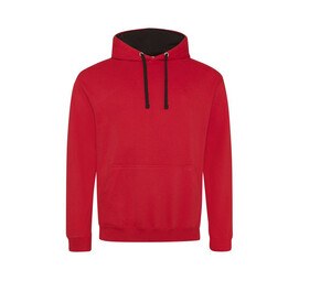 AWDIS JH003 - Kontrast-Hoodie Fire red/Jet Black