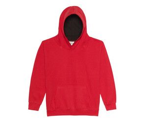 AWDIS JH03J - Kinder -Sweatshirt mit kontrastierender Kapuze Fire red/Jet Black