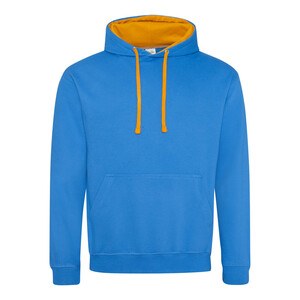 AWDIS JH003 - Kontrast-Hoodie Sapphire Blue/ Orange Crush