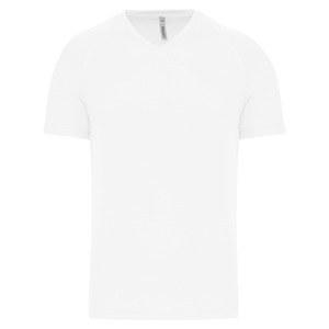 PROACT PA476 - Herren Kurzarm-Sportshirt mit V-Ausschnitt Weiß