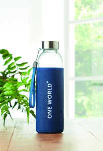 GiftRetail MO6192 - UTAH DENIM Trinkflasche Glas 500ml Blue