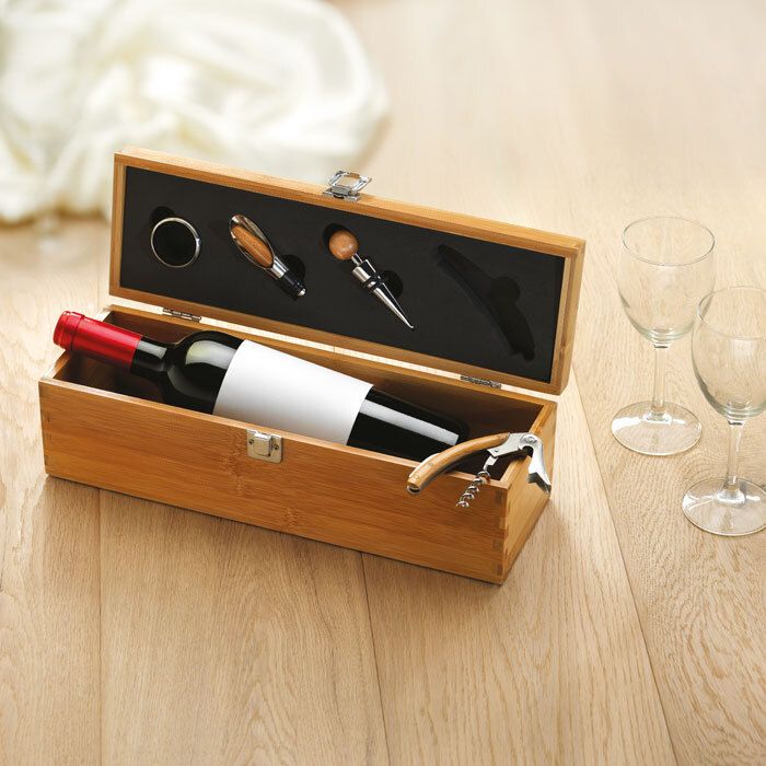 GiftRetail MO8293 - TARDOR Wein-Set in Bambus-Box