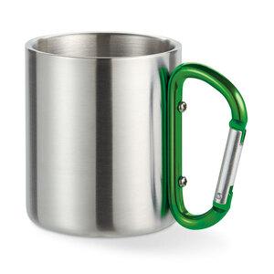 GiftRetail MO8313 - Becher aus Edelstahl mit Karabinerhaken als Henkel.