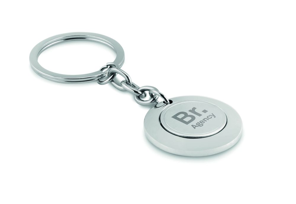 GiftRetail MO9289 - FLAT RING Schlüsselring mit Münzhalter