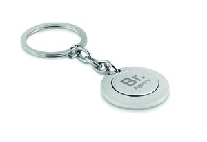 GiftRetail MO9289 - FLAT RING Schlüsselring mit Münzhalter shiny silver