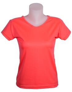 Mustaghata GAZELLE - Aktives T-Shirt für Frauen 125 g Col en u Corail fluo