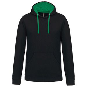 Kariban K446 - BICOLOR KAPUZEN SWEATSHIRT Black / Light Kelly Green