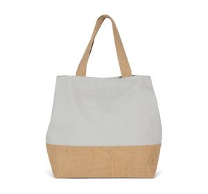 Kimood KI0235 - Baumwolltuch-Jute-Shoppingtasche Snow Grey / Natural