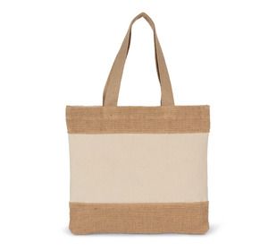 Kimood KI0294 - Shoppingtasche aus Baumwolle und geflochtenen Jutefäden Natural