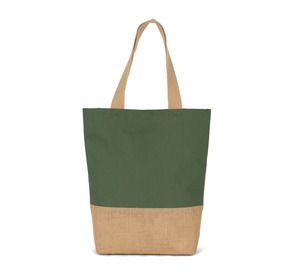 Kimood KI0298 - Shoppingtasche aus Baumwolle verklebten Jutefäden Dusty Light Green / Natural