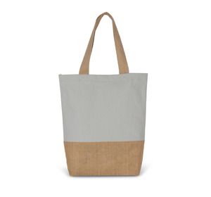 Kimood KI0298 - Shoppingtasche aus Baumwolle verklebten Jutefäden Snow Grey / Natural