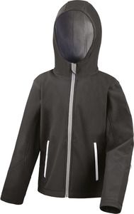 Result R224JY - Kids Tx Performance Hooded Softshell Jacket Schwarz / Grau