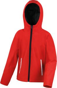 Result R224JY - Kids Tx Performance Hooded Softshell Jacket Red / Black