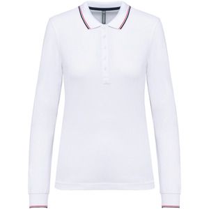 Kariban K281 - Langarm-Polohemd aus Piqué für Damen White / Navy / Red