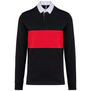 PROACT PA429 - Rugby-Polohemd mit langen Ärmeln Black / Sporty Red