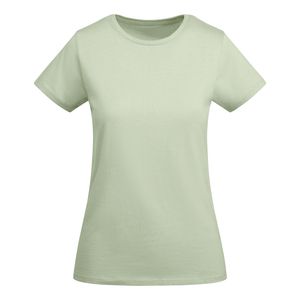 Roly CA6699 - BREDA WOMAN Tailliertes Kurzarm-T-Shirt für Damen aus OCS-zertifizierter Bio-Baumwolle MIST GREEN