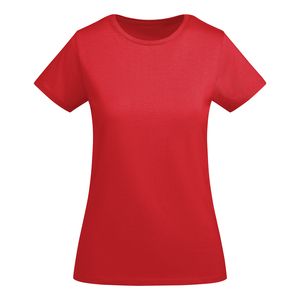 Roly CA6699 - BREDA WOMAN Tailliertes Kurzarm-T-Shirt für Damen aus OCS-zertifizierter Bio-Baumwolle Rot
