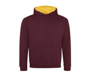 AWDIS JH03J - Kinder -Sweatshirt mit kontrastierender Kapuze Burgundy/ Gold