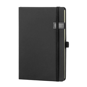 EgotierPro 38509 - A5 Notebook mit PU-Deckel, Elastikband & USB 16GB STOCKER