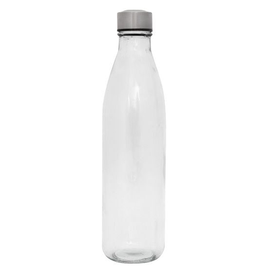 EgotierPro 39522 - Glasflasche mit Edelstahldeckel, 1 Liter H2O