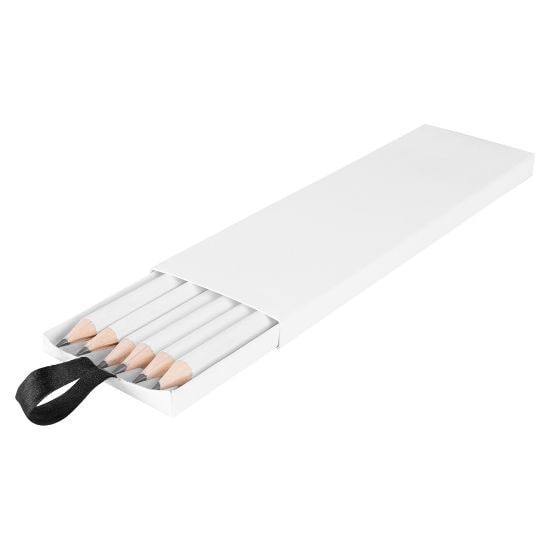EgotierPro 50033 - 6er Set weiße Bleistifte in Box WRITER