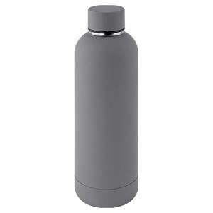 EgotierPro 50636 - Doppelwandige Flasche 500 ml mit Gummierung RUBBER Grau