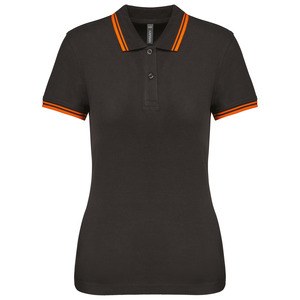 Kariban K273 - Polohemd für Damen mit kurzen Ärmeln und Streifen Dark Grey / Orange